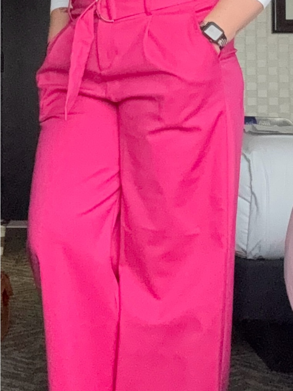 Gibson & Latimer Pleated Wide Leg Pink Trouser Pants